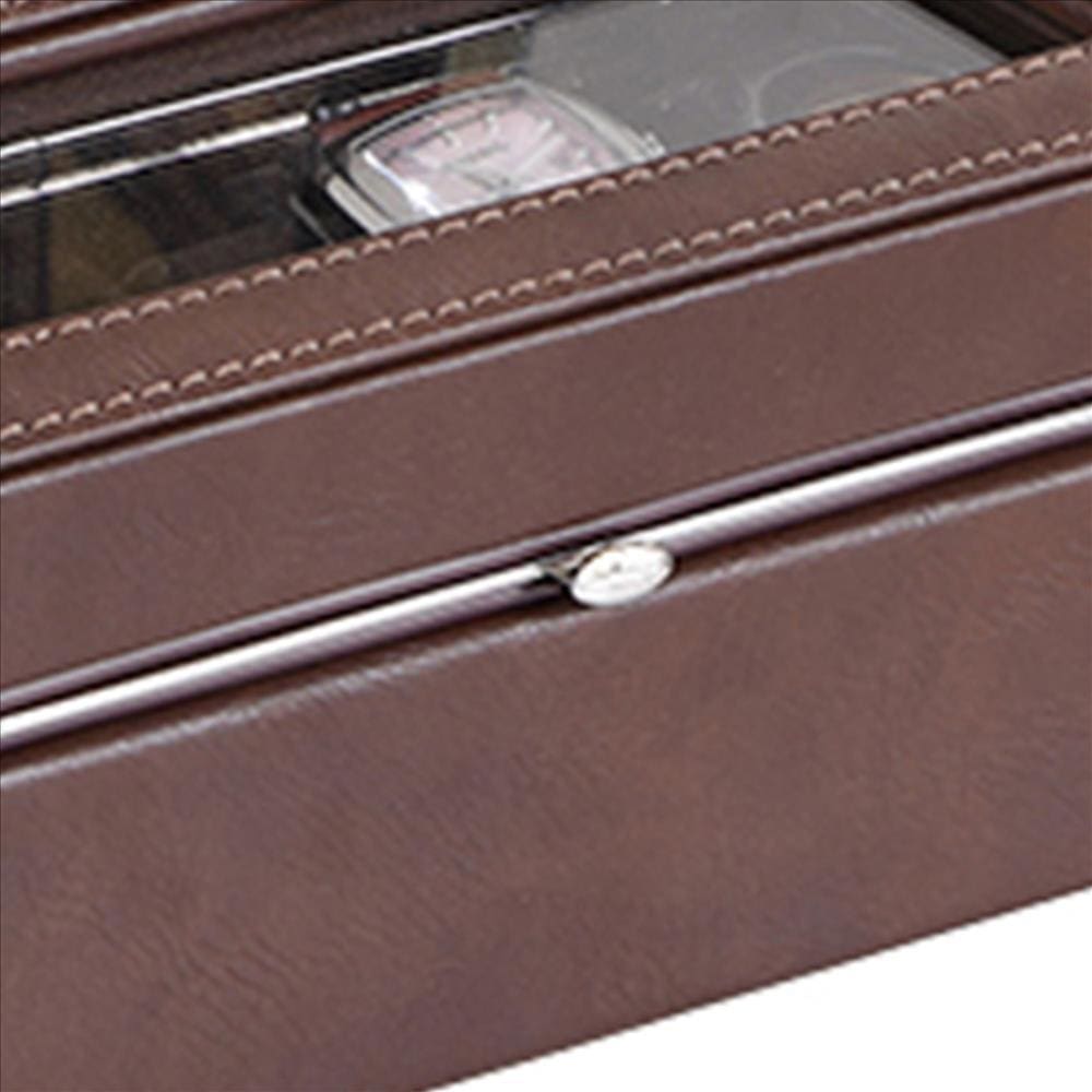Watch Case with 4 Slots and Removable Cushions Brown By Casagear Home BM240947