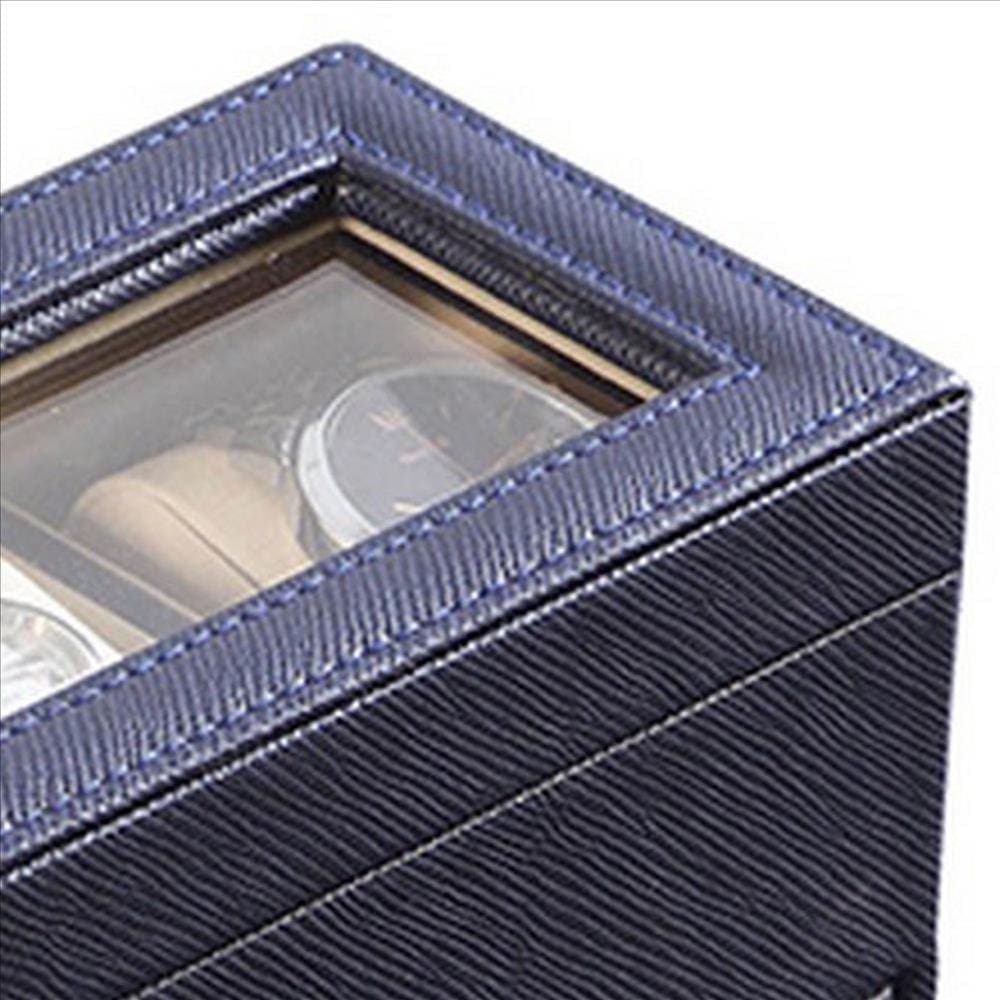 Watch Case with Drawer Display and 4 Slots Blue By Casagear Home BM240949