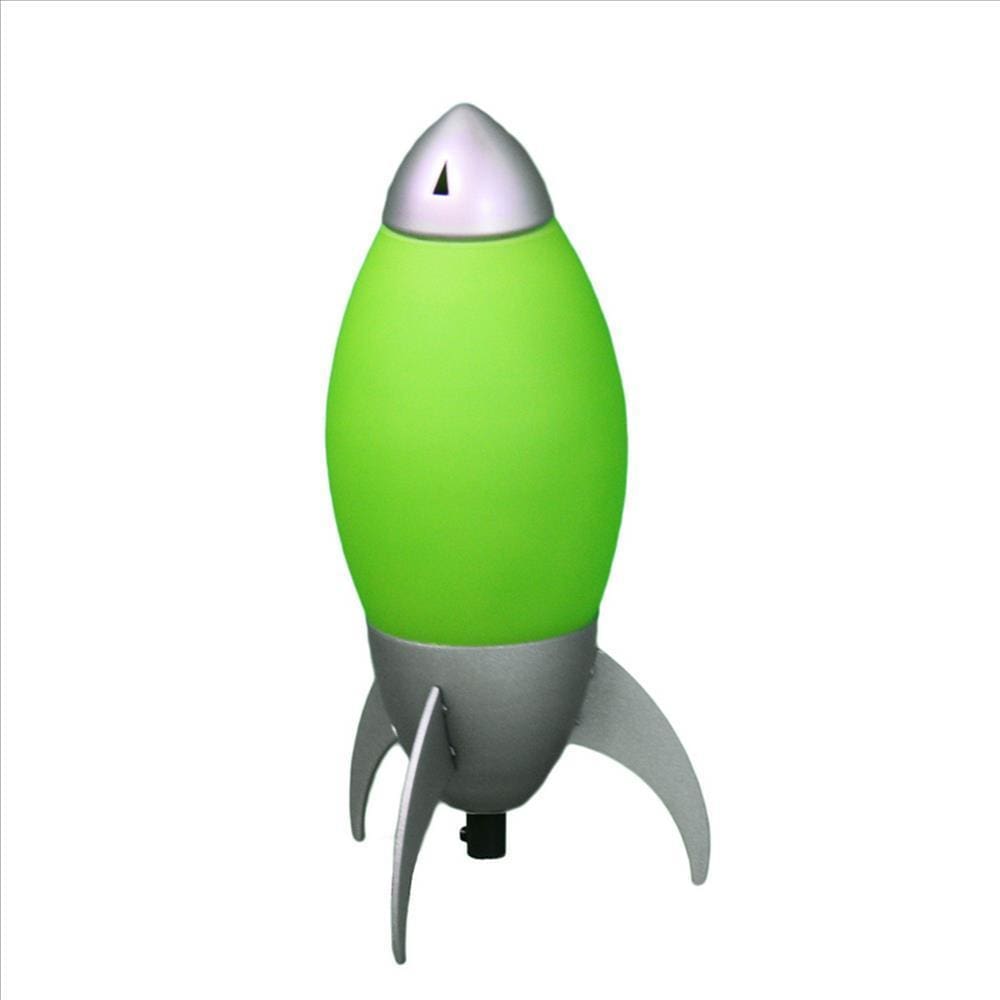 Kid Table Lamp with Rocket Design Silhouette, Green By Casagear Home