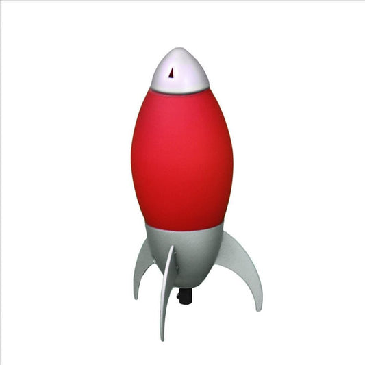Kid Table Lamp with Rocket Design Silhouette, Red By Casagear Home