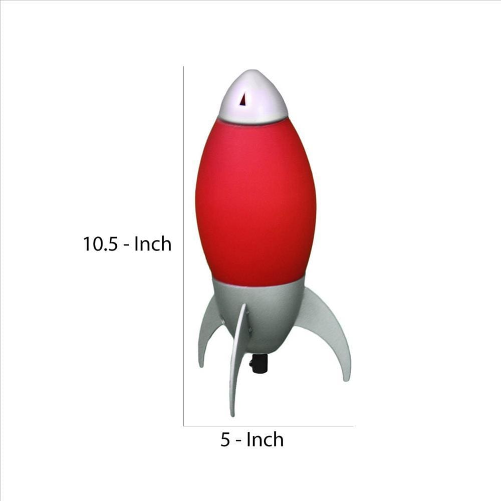 Kid Table Lamp with Rocket Design Silhouette Red By Casagear Home BM240954