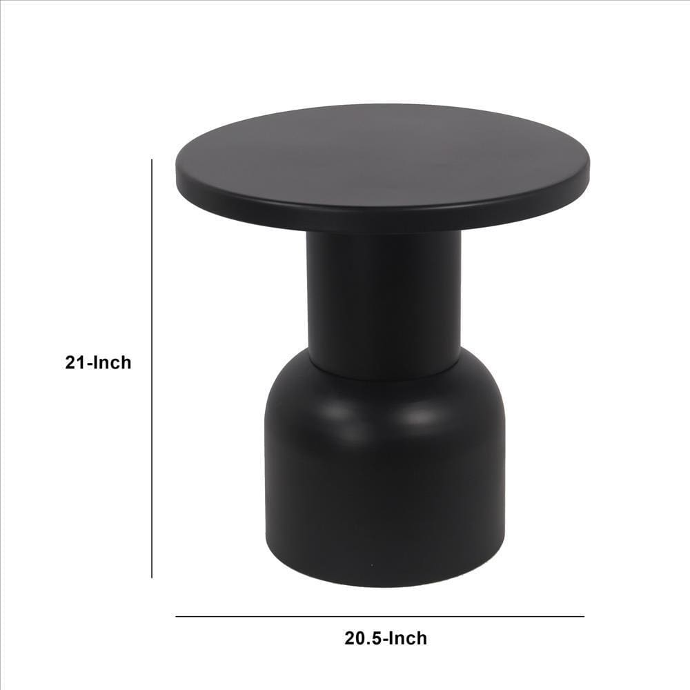 Round Top Modern Metal Accent Table Large Black By Casagear Home BM240966