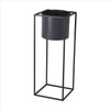 Metal Round Planter with Square Base Set of 2 Black and Gray By Casagear Home BM240981