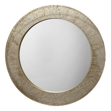Round Mirror with Metal Textured Pattern, Silver By Casagear Home