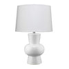 Table Lamp with Glazed Hourglass Bellied Shaped Body, White By Casagear Home