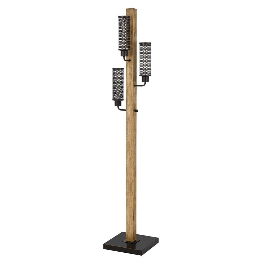 Lennox Floor Lamp | 3 Mesh Shades | 65" | Brown | Black