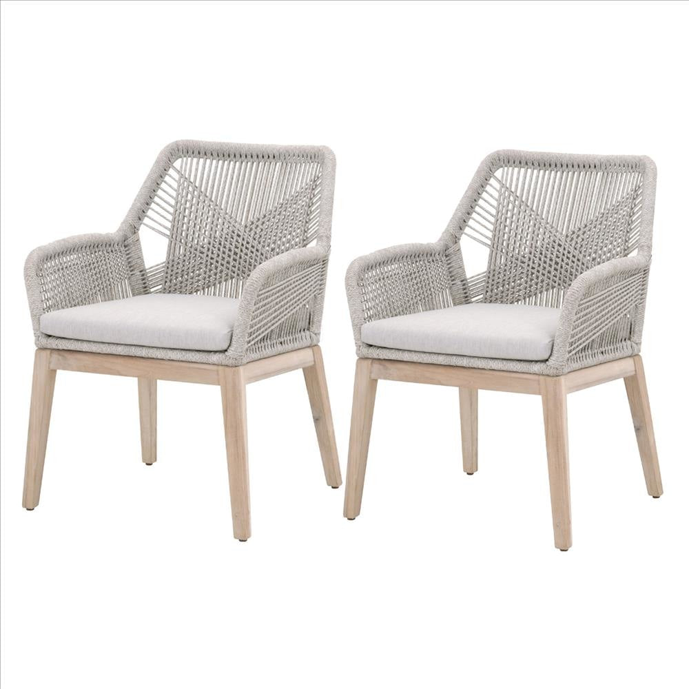 Reid Armchair | Woven Rope Back | Set of 2 | Brown | Gray