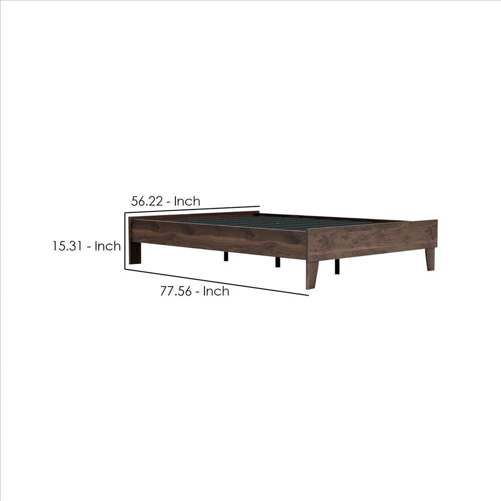 Full Platform Bed with Grain Details Brown BM241802