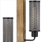 Wooden Table Lamp with 2 Metal Mesh Shades Brown and Black BM241805