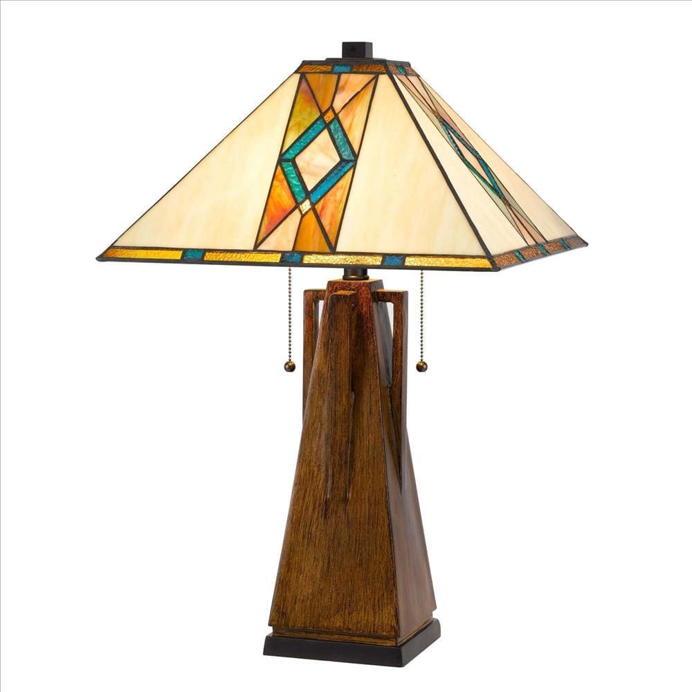 Nova Table Lamp | Tiffany Shade | Geometric Design | Multicolor