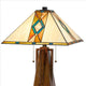 Table Lamp with Tiffany Shade and Geometric Design Multicolor BM241807