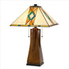 Table Lamp with Tiffany Shade and Geometric Design, Multicolor