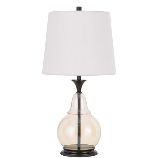 Juno Table Lamp | Metal Glass Jar Base | 15" | White | Bronze