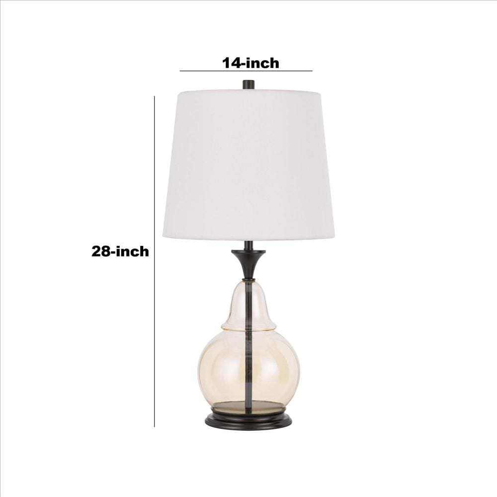 Table Lamp with Metal and Glass Jar Base White and Bronze BM241836