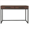 Office Desk with 2 Drawers and Metal Sled Base Brown and Gray BM241862
