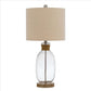 Table Lamp with Bubble Glass Body and Rope Accent, Beige