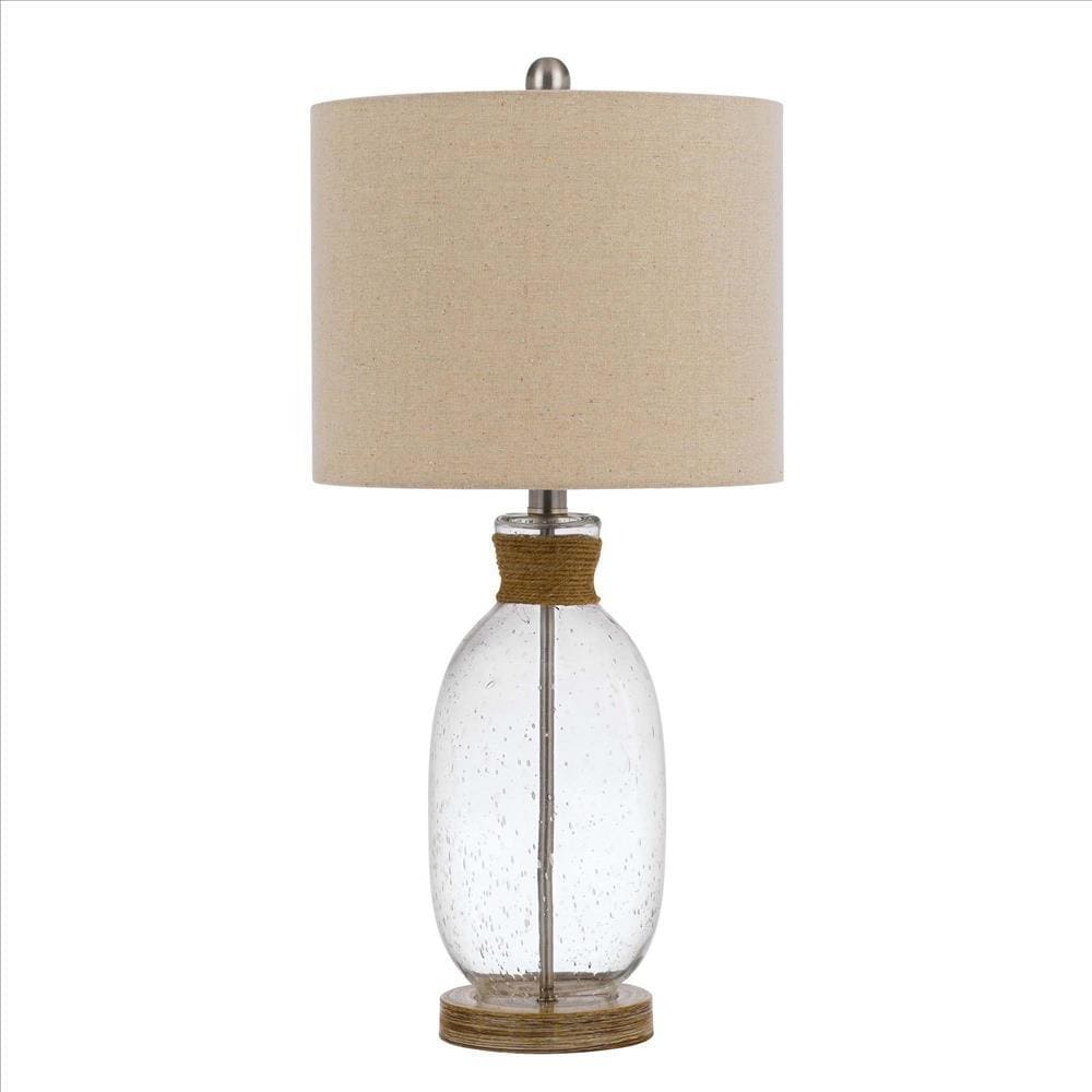 Cleo Table Lamp | Bubble Glass | Rope Accent | Beige