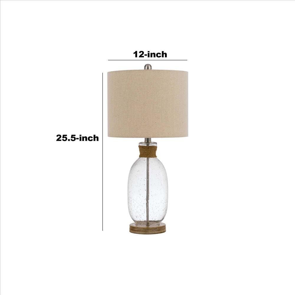 Table Lamp with Bubble Glass Body and Rope Accent Beige BM241867