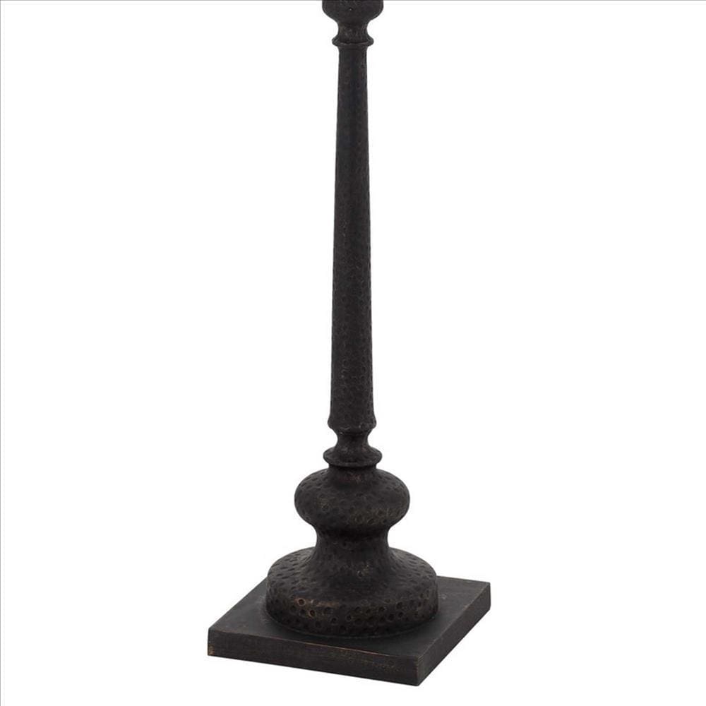 Floor Lamp with Tubular Turned Resin Support and Pull Chain Dark Bronze BM241868