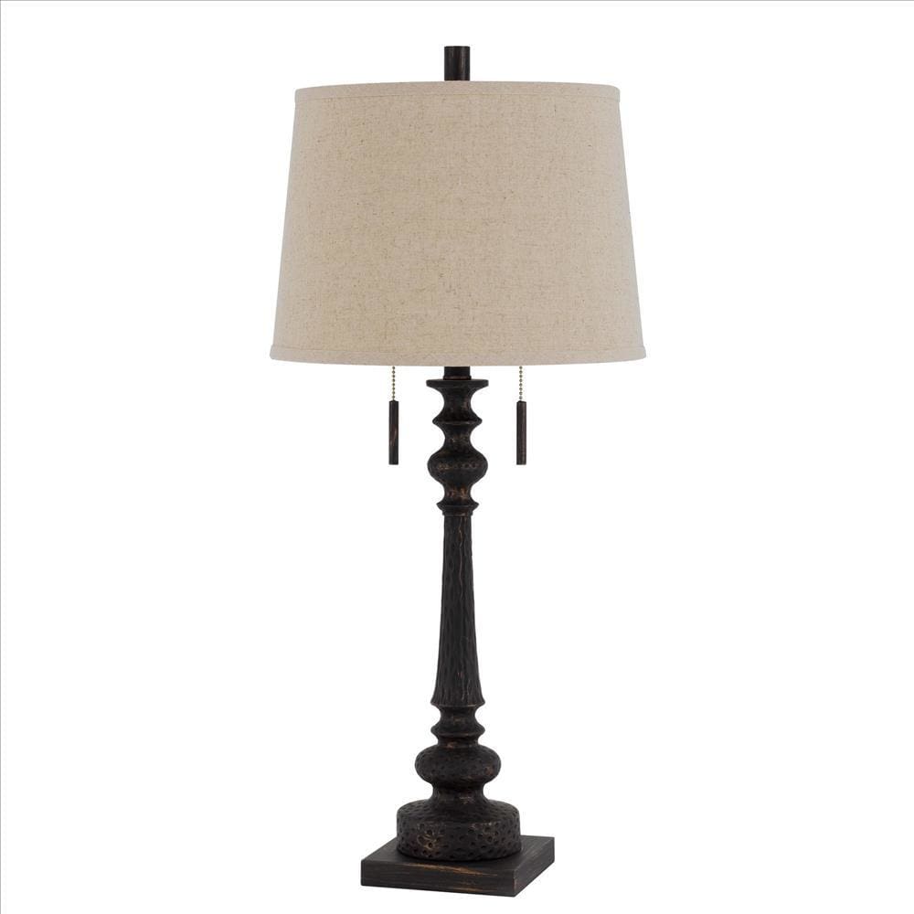 Keller Table Lamp | Tubular Resin Support | 14" | Dark Bronze