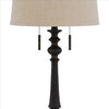 Table Lamp with Tubular Turned Resin Support and Pull Chain Dark Bronze BM241869