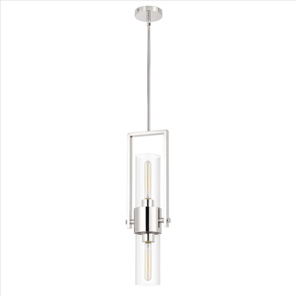 Pendant with Cylindrical Rotatable Glass Shade, Chrome