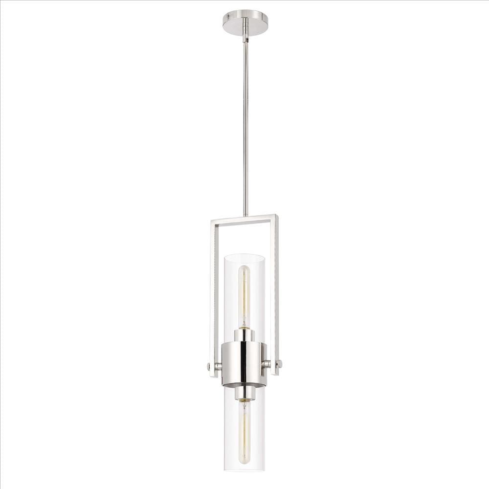 Mira Pendant | Cylindrical Glass Shade | 10" | Chrome