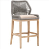 Counter Stool with Wooden Legs and Rope Back, Gray and Brown By Casagear Home