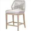 Counter Stool with Rope Back and Wooden Legs, Gray and Brown By Casagear Home