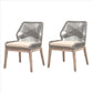 Dining Chair with Woven Rope Back, Set of 2, Gray and Brown By Casagear Home