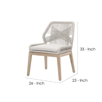 Dining Chair with Woven Rope Back Set of 2,Brown and Gray By Casagear Home BM241895