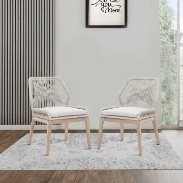 Reid Dining Chair | Woven Rope Back | Set of 2 | Brown | Gray
