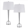 Table Lamp with Crystal Accent, Set of 2, White and Clear By Casagear Home