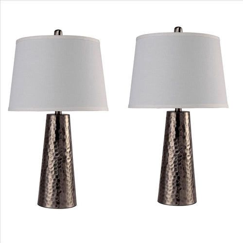 Keller Table Lamp | Hammered Metal Base | 13" | Bronze | White