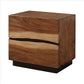 Nightstand with 2 Drawers and Live Edge Details, Brown By Casagear Home