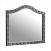 Mirror with Button Tufting and Scalloped Top, Gray By Casagear Home