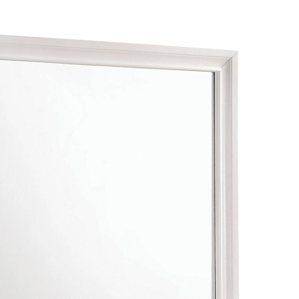 Rectangular Wooden Mirror with Molded Trim Details White By Casagear Home BM242624