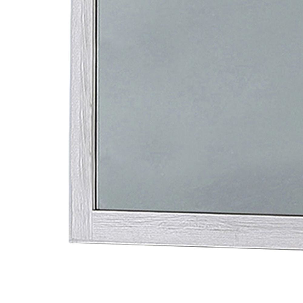 Square Mirror with Wooden Encasing and Grains White By Casagear Home BM242627