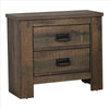 Wooden Nightstand with 2 Drawers and Saw Hewn Texture, Brown By Casagear Home