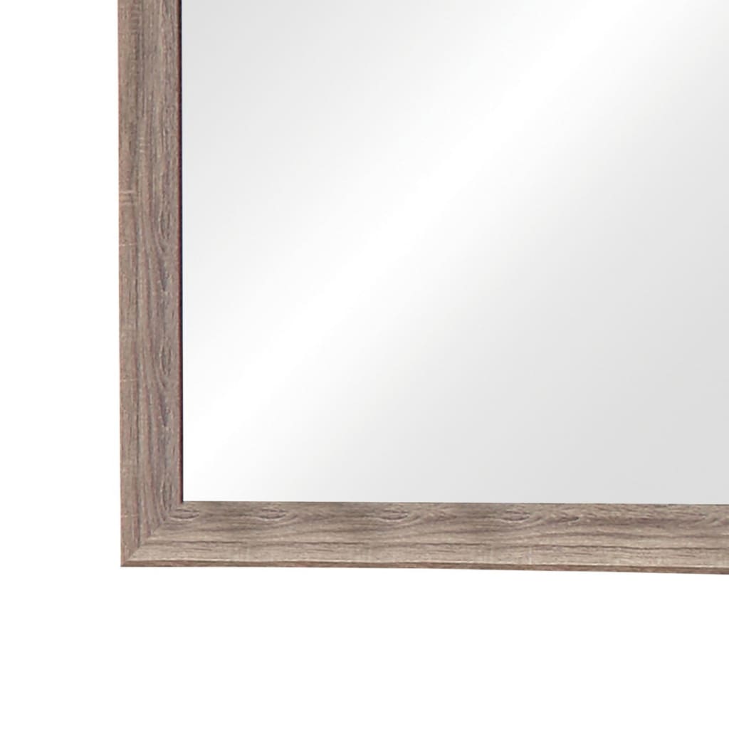 Mirror with Rectangle Wooden Frame and Washed Look Brown By Casagear Home BM242633