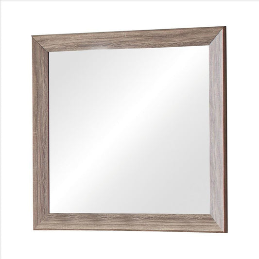 Mira Mirror | Rectangle Wood Frame | Washed Look | Brown