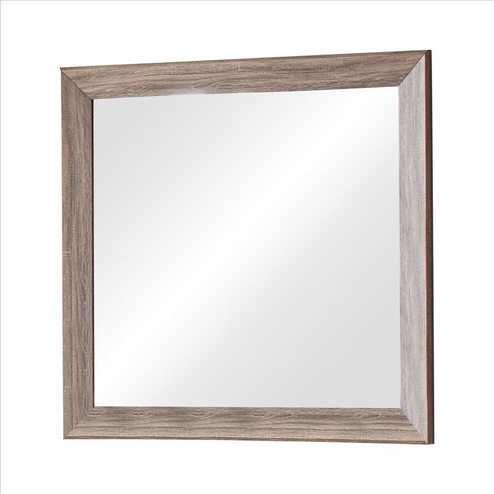 Mira Mirror | Rectangle Wood Frame | Washed Look | Brown