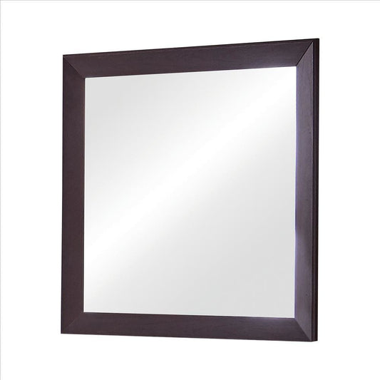 Mirror with Wooden Frame and Mounting Hardware, Espresso Brown By Casagear Home