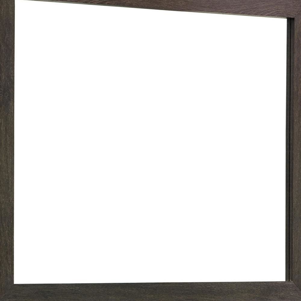 Mirror with Wooden Frame and Mounting Hardware Dark Brown By Casagear Home BM242642