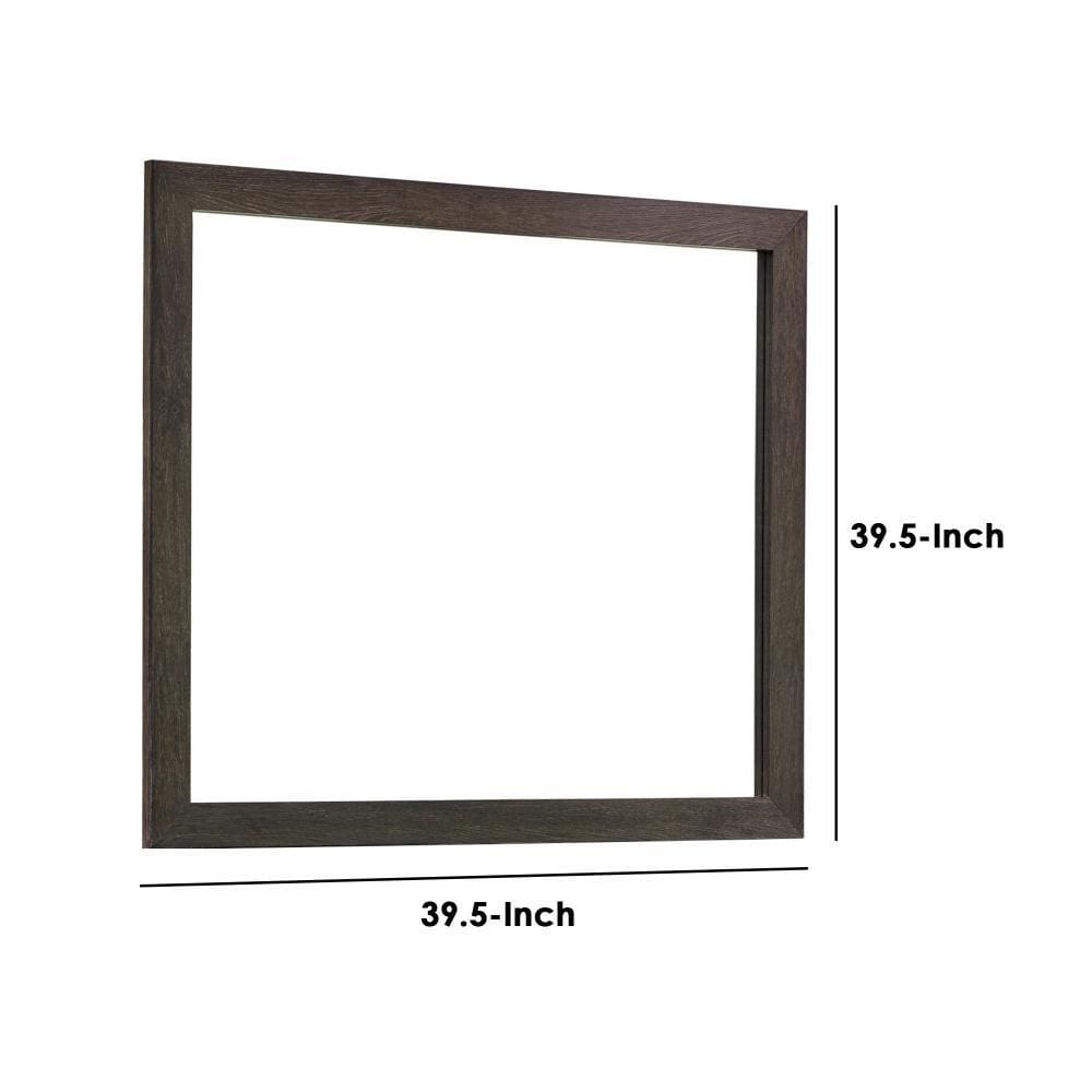 Mirror with Wooden Frame and Mounting Hardware Dark Brown By Casagear Home BM242642