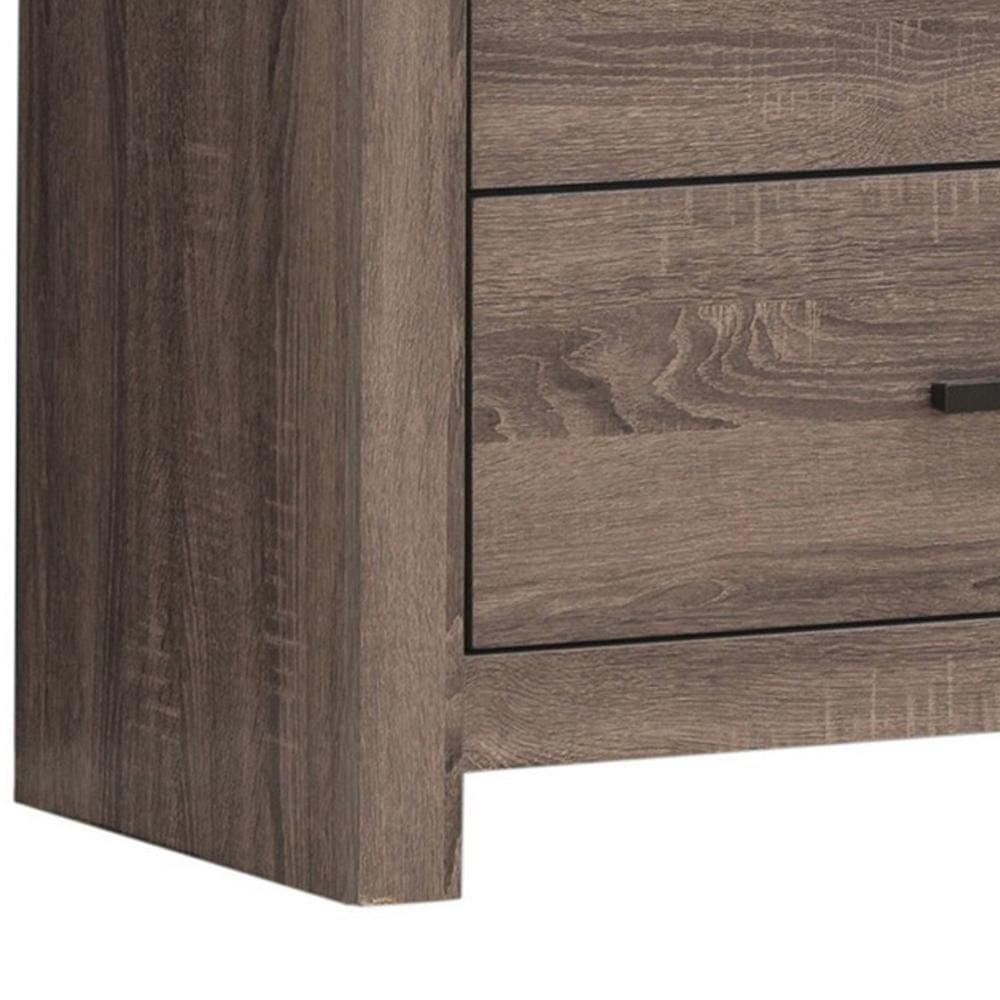 5 Drawer Chest with Metal Bar Pulls Brown By Casagear Home BM242649