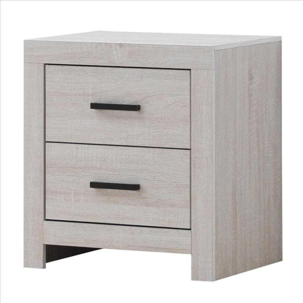 Axel Nightstand | 2 Drawer | Metal Bar Pull Handles | White