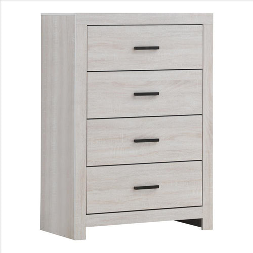 Axel Tall Dresser Chest | 5 Drawer | Metal Bar Pull Handles | White