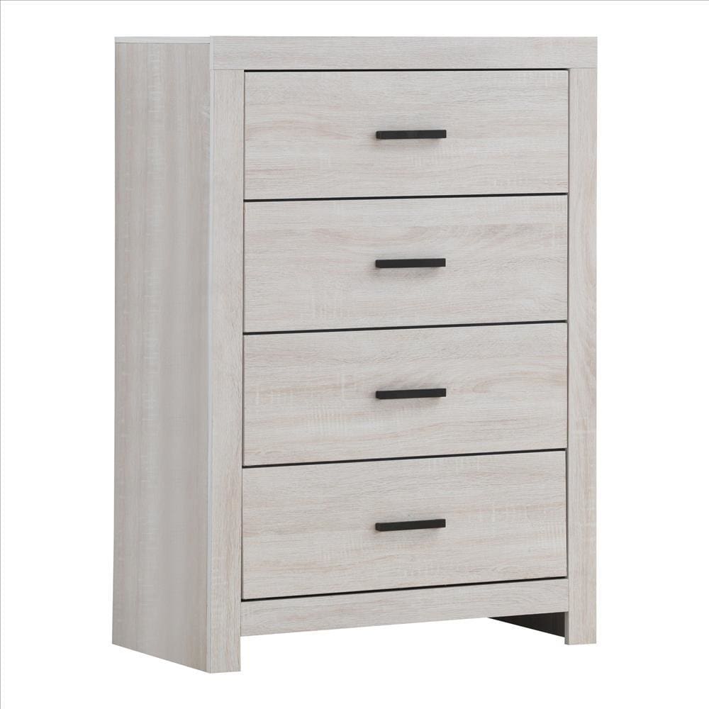 Axel Tall Dresser Chest | 5 Drawer | Metal Bar Pull Handles | White