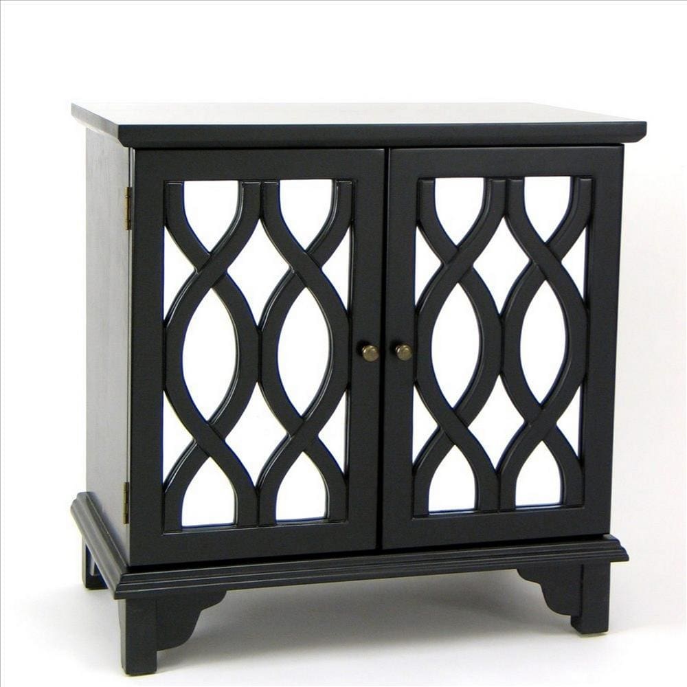 Savoy Cabinet | Lattice Mirror Doors | 2 Door | Black